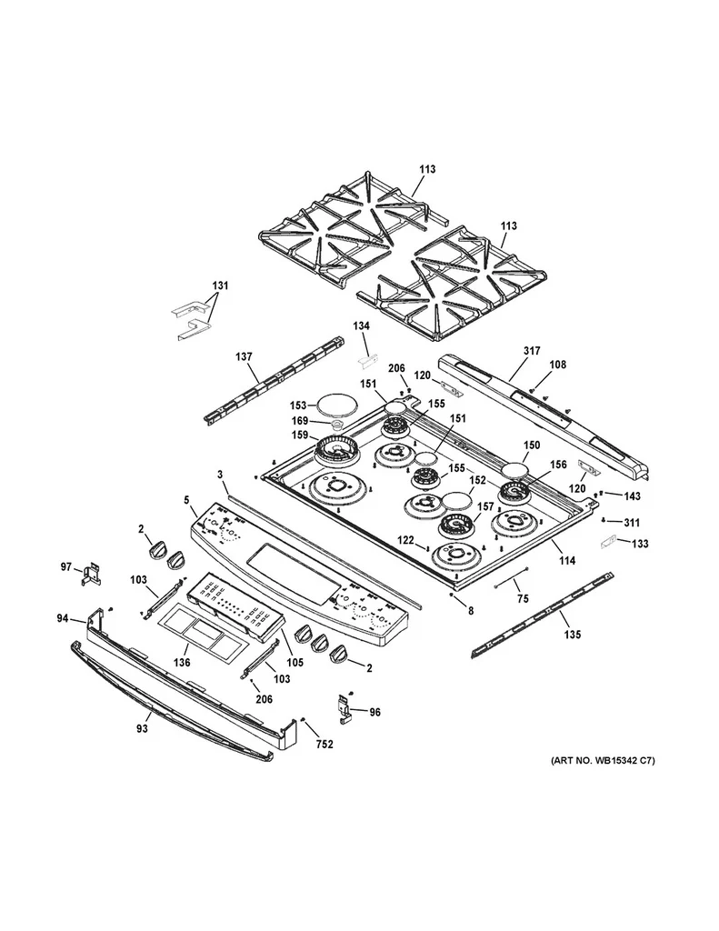 GE Range /Oven Range Burner Cap Assembly, 9500 - WS01F02536